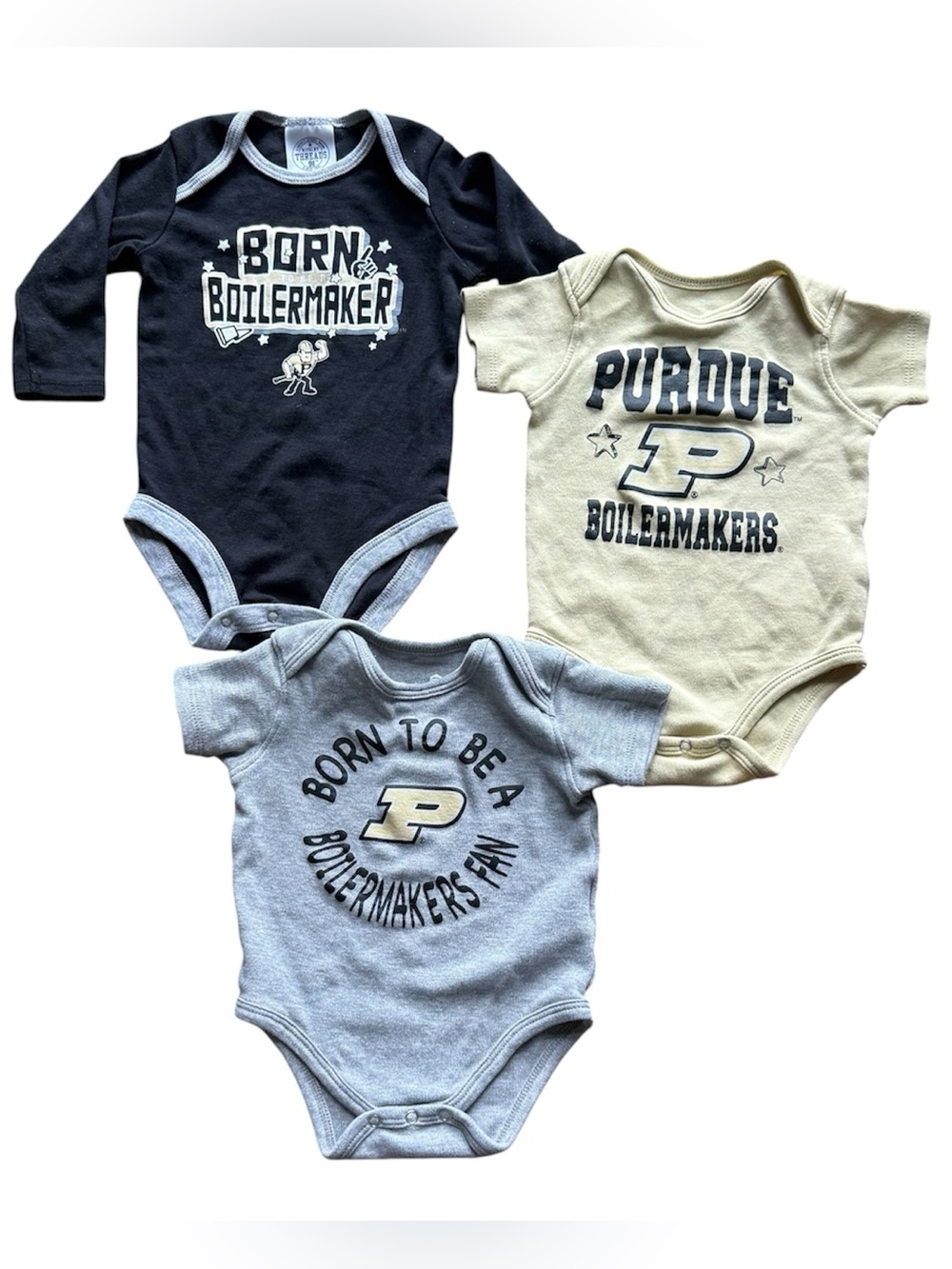 Purdue Boilermakers Baby Bodysuit Bundle 3-6M 3pc NCAA Football Outfit